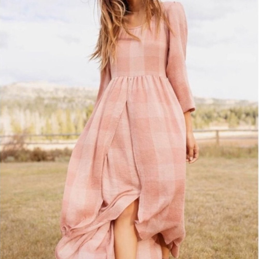 ISO Christy Dawn Amelia Dress, Salmon Checker, S/M